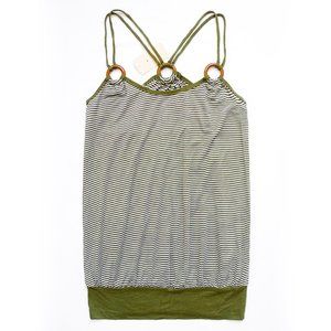 NWT Striped Racer Back Tank Top With Wooden Rings
